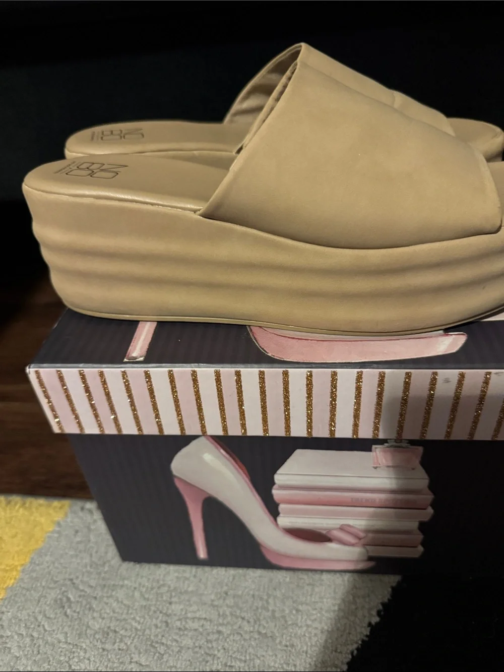No Boundaries Beige Slide Platform Sandals - Women's Comfortable Open-Toe Slides